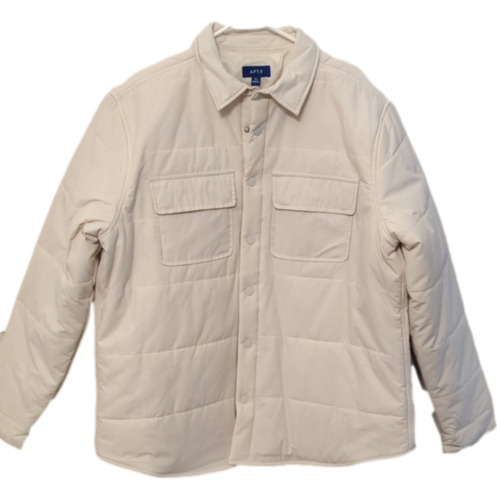 Apt. 9 Men's Cream Quilted Puffer Shirt Jacket